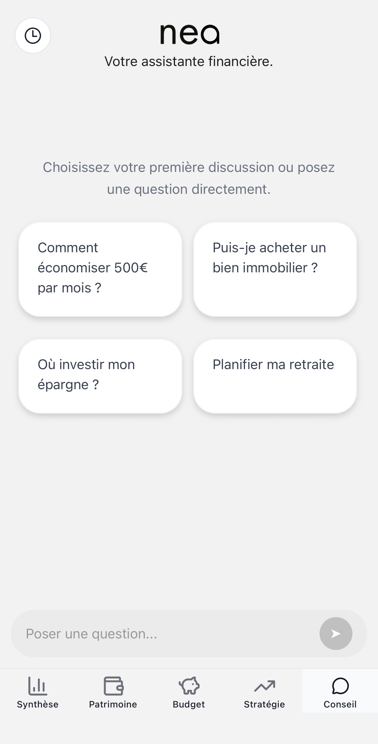 Chat avec Néa - Interface mobile